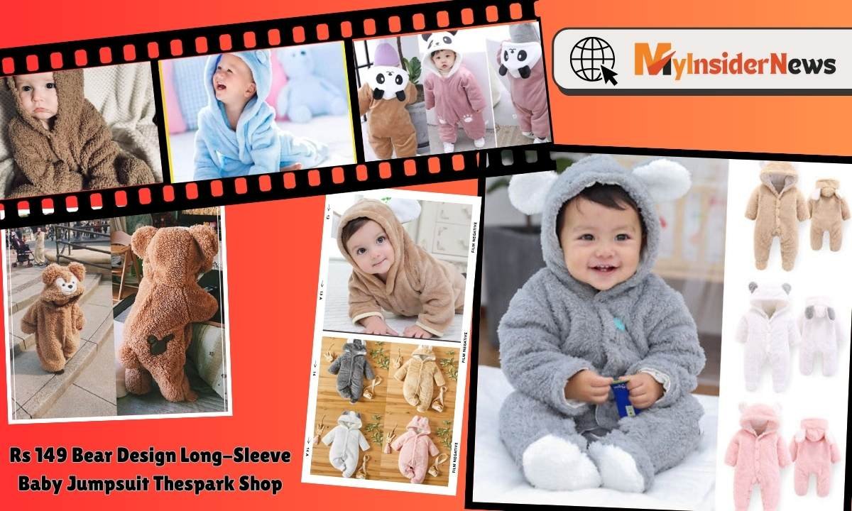 Rs 149 Bear Design Long-Sleeve Baby Jumpsuit Thespark Shop